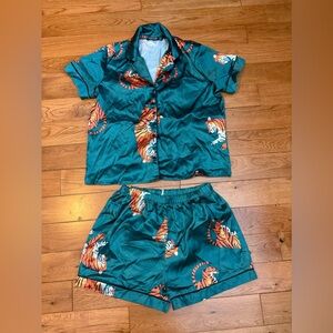 Nasty Gal Silky Tiger Pajama Set